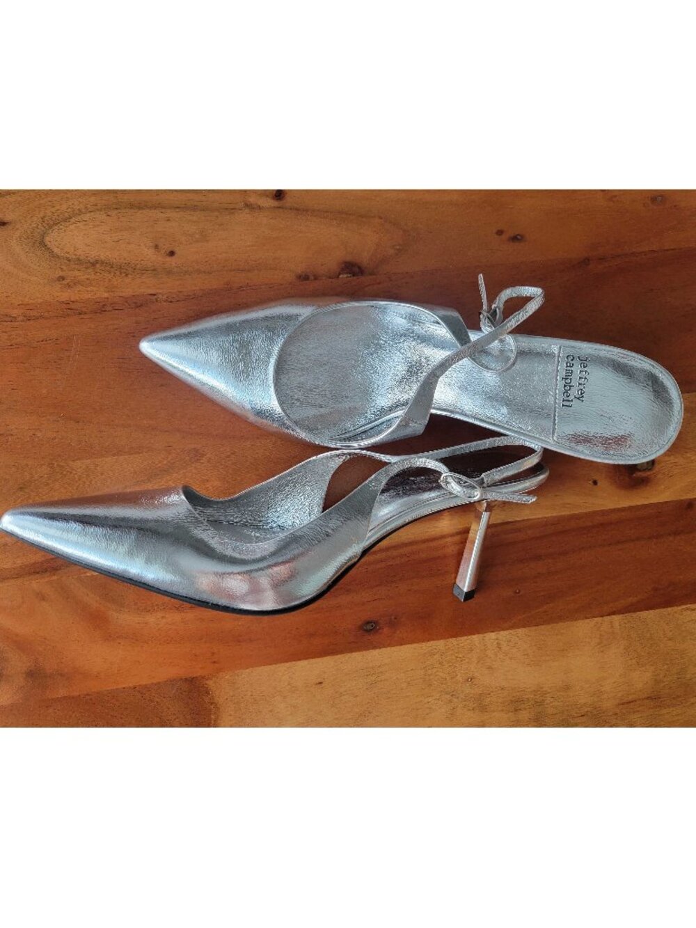 Jeffrey Campbell 9 Silver Leather Slingback Pump Pointy Kitten NWOT